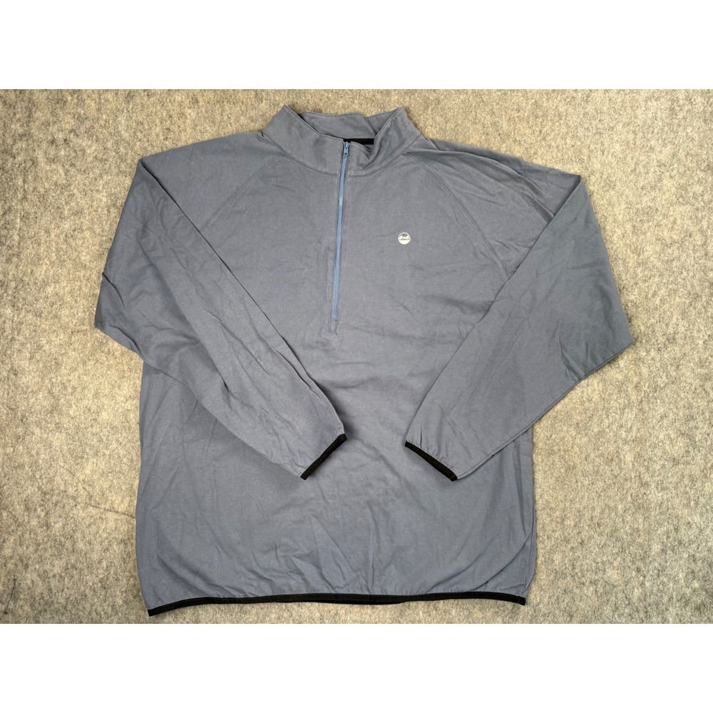Wrangler 1/4 Zip Pullover Men XL Blue Gray Jersey Mock Neck Athletic Outdoor Top